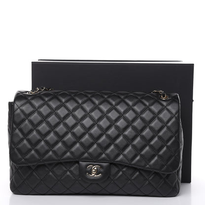 Chanel Metallized Calfskin Quilted Small XXL Travel Flap Bag Black 10 of 10
