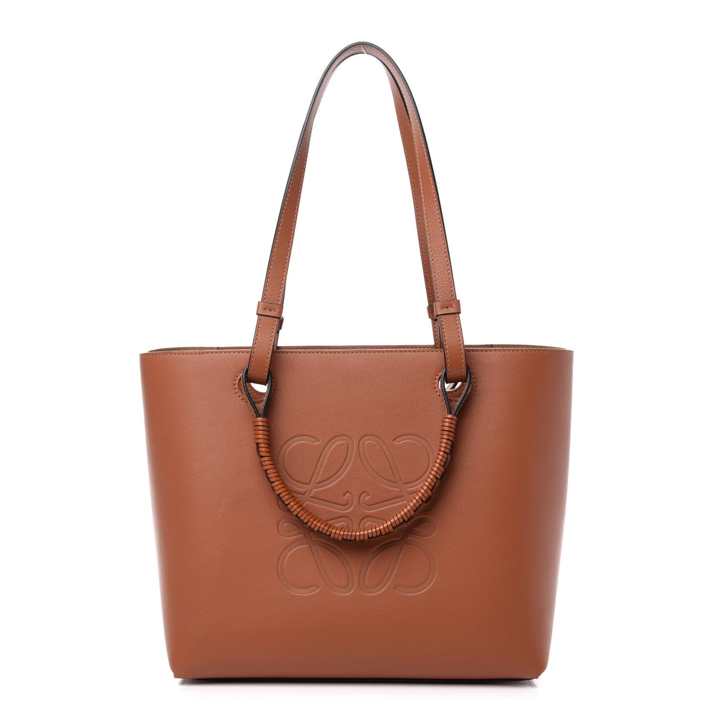 Smooth Calfskin Small Anagram Tote Tan