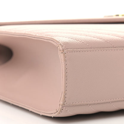 Saint Laurent Grain De Poudre Matelasse Chevron Large Monogram Satchel Rose Antic 7 of 9