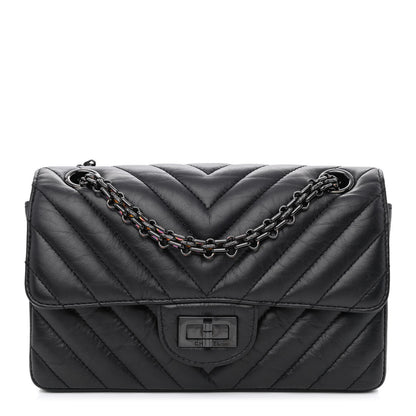 Chanel Aged Calfskin Chevron Quilted 2.55 Reissue Mini Flap So Black 1 of 12