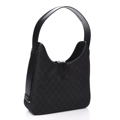 Gucci Denim Monogram Jackie O Hobo Black 3 of 10