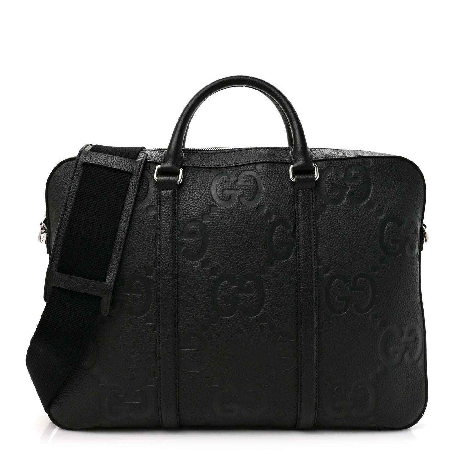 Piuma Calfskin Jumbo GG Embossed Briefcase Black
