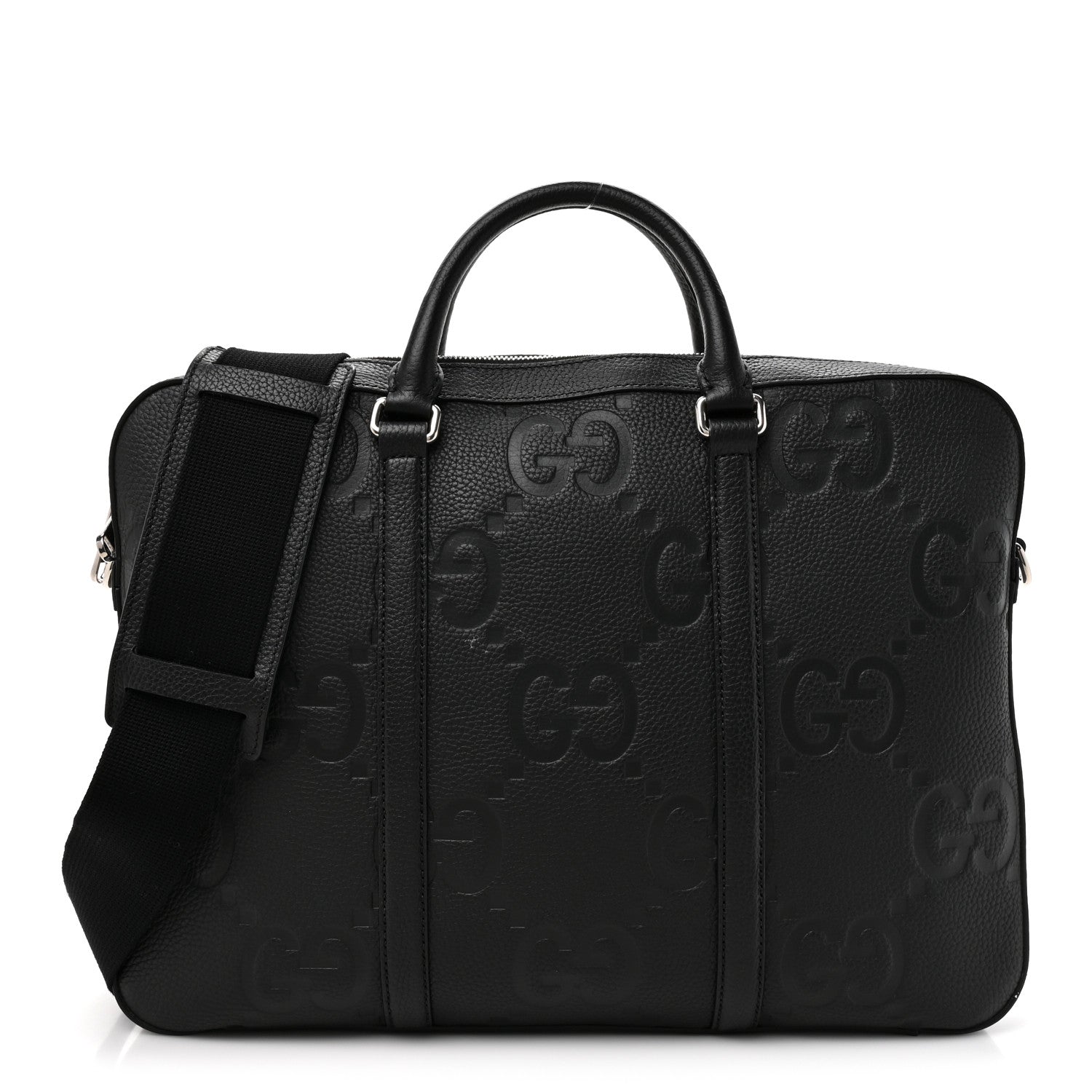 Gucci Piuma Calfskin Jumbo GG Embossed Briefcase Black 1 of 14