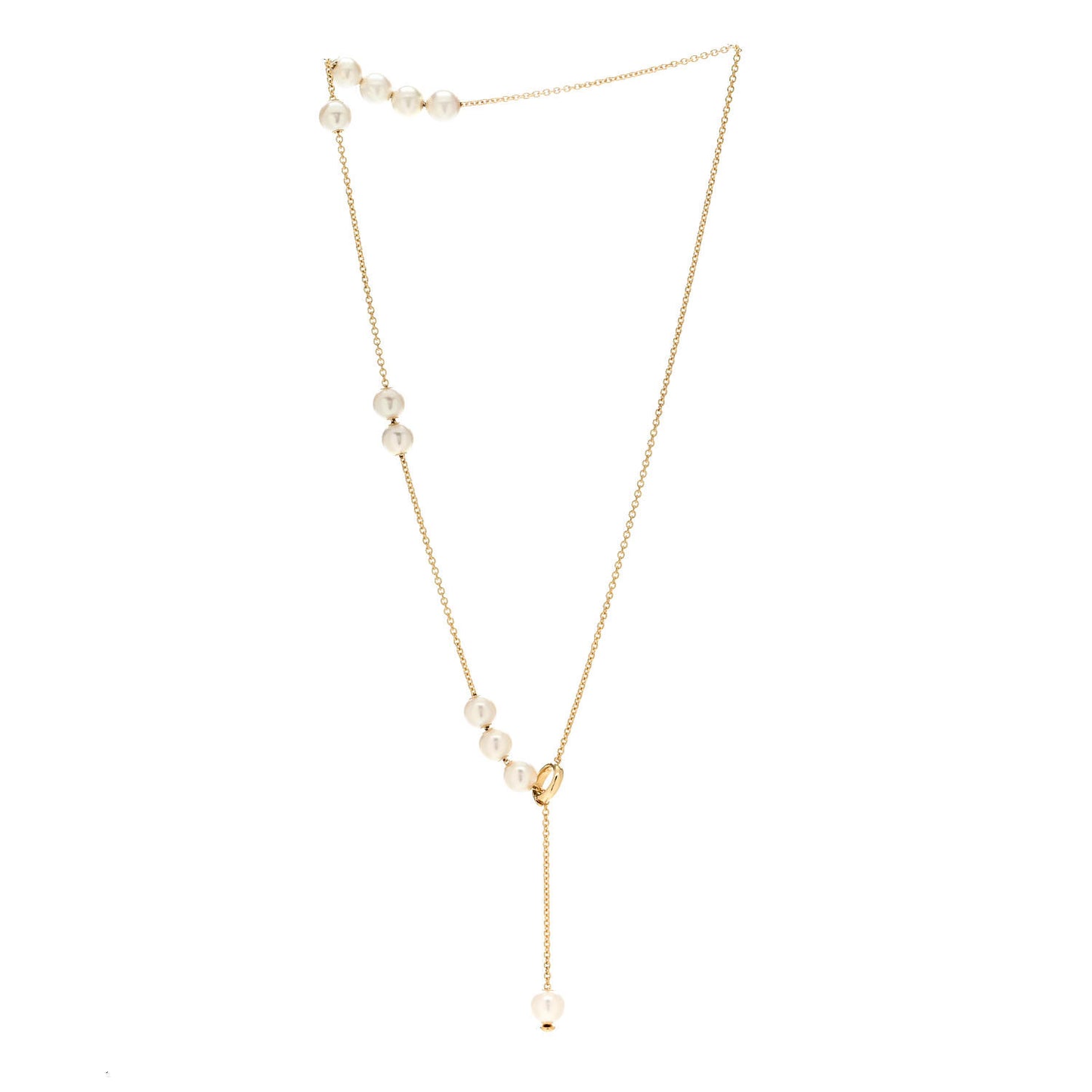 18K Yellow Gold Akoya Pearl 7-7.5mm Pearls in Motion Lariat Necklace