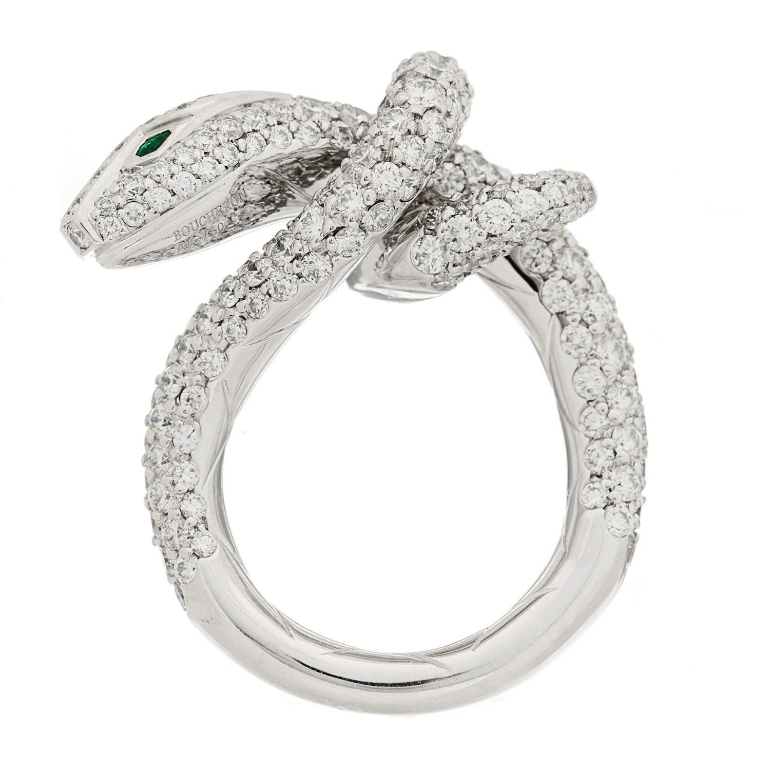 Boucheron 18K White Gold Diamond Kaa Snake Ring 54 6.75 1 of 8