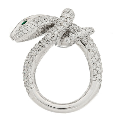 Boucheron 18K White Gold Diamond Kaa Snake Ring 54 6.75 1 of 8