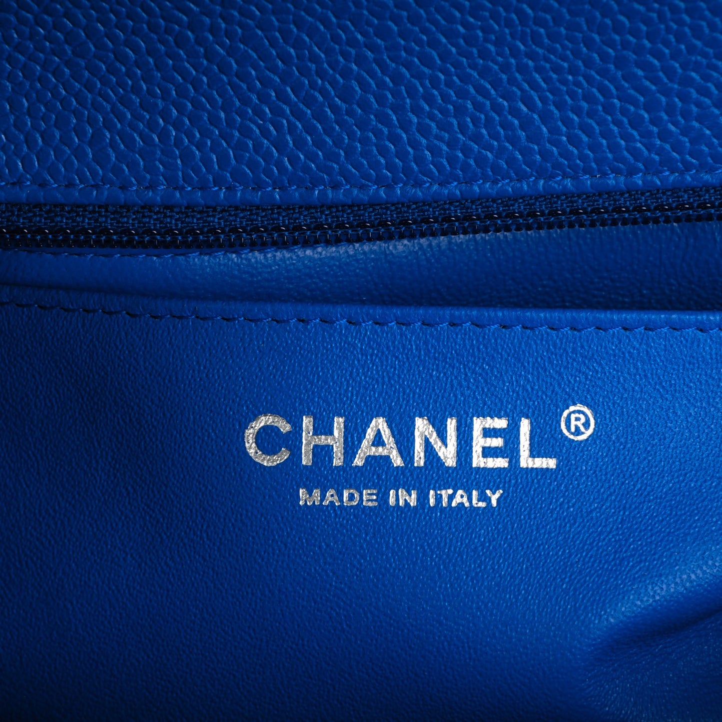 Caviar Quilted Mini Rectangular Flap Blue