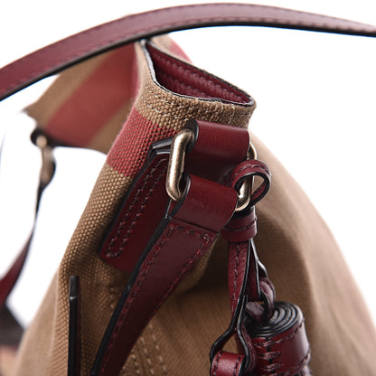 Burberry Canvas Mega Check Mini Ashby Tassel Crossbody Burgundy Red 13 of 15