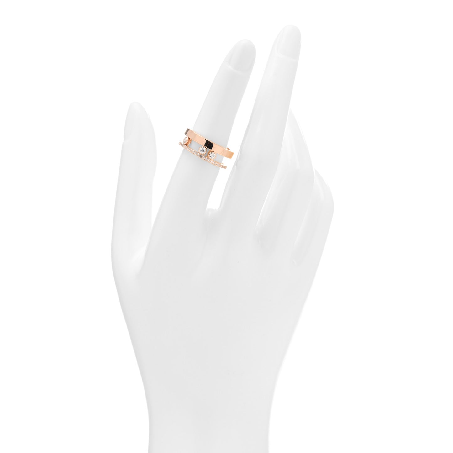 18K Rose Gold Diamond Move Romane Band Ring 53 6.5