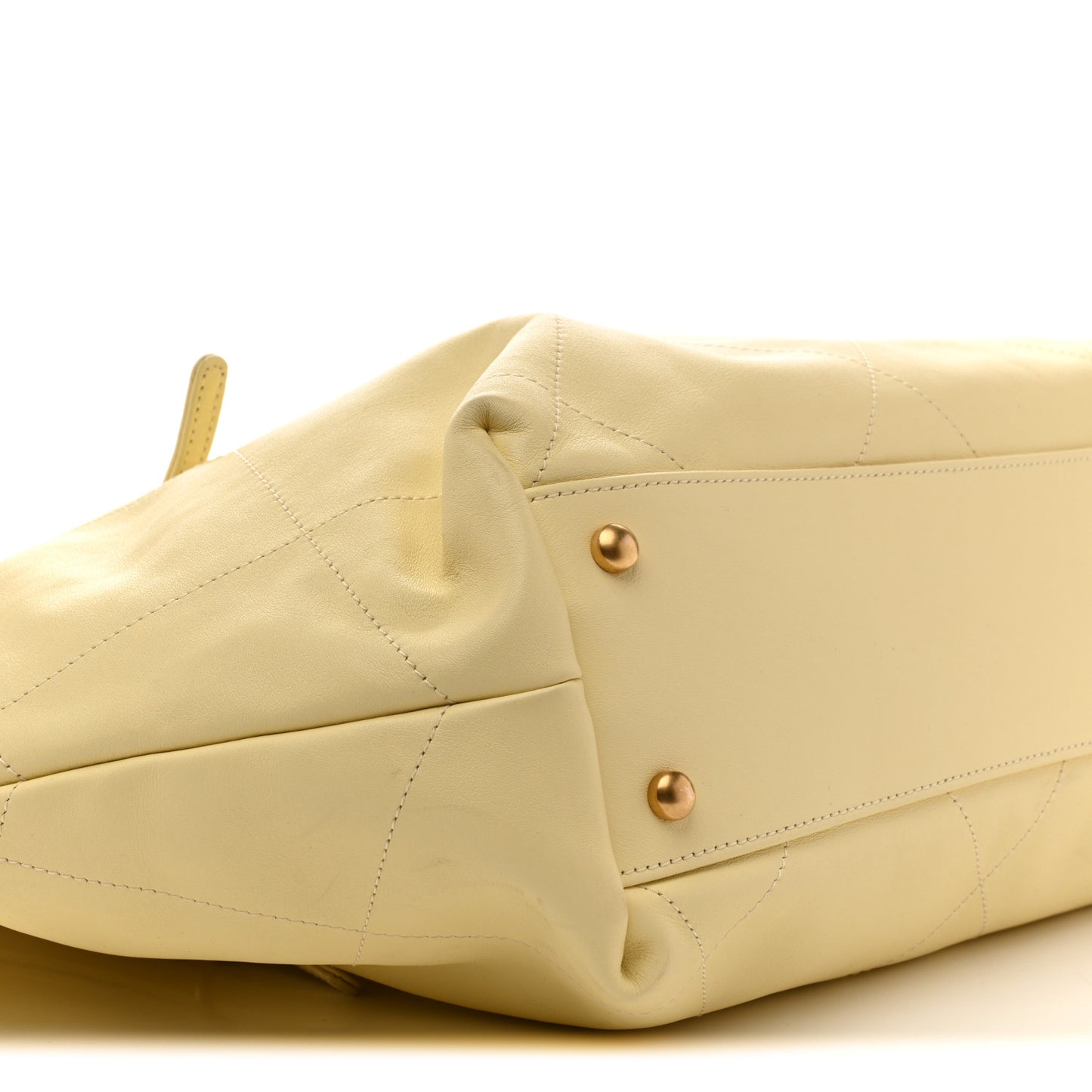 Calfskin Quilted Maxi Shopping Bag Light Yellow
