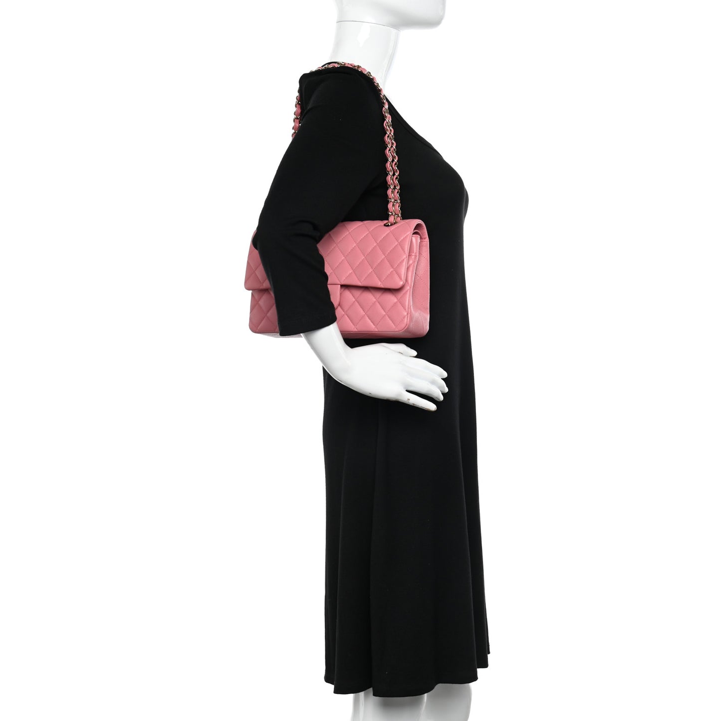 Caviar Quilted Medium Double Flap Pink