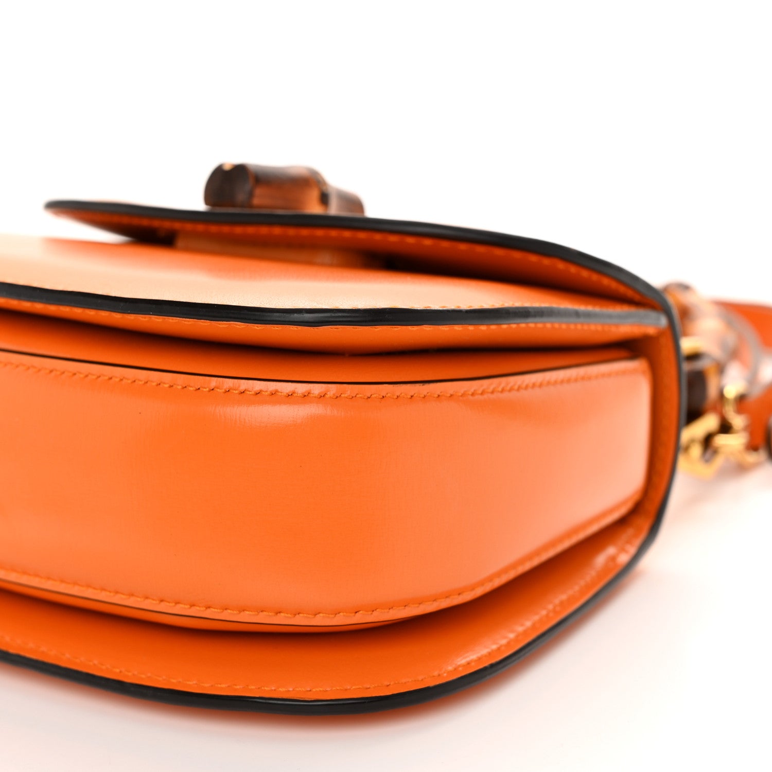 Gucci Boarded Dyana Lux Calfskin Web Mini Bamboo 1947 Top Handle Bag Marigold Yellow 9 of 10