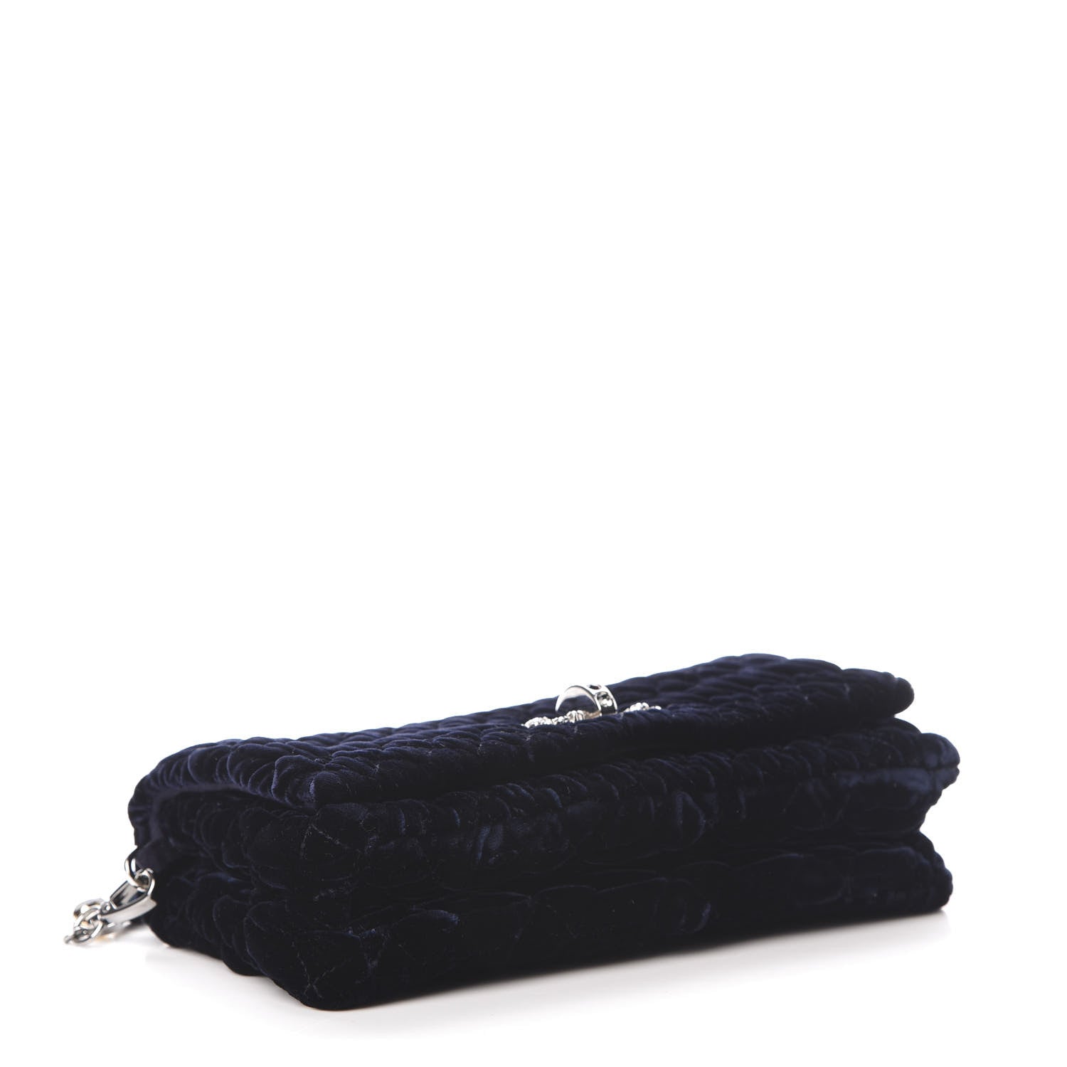 Miu Miu Velluto Matelasse Crystal Flap Clutch Navy 4 of 10