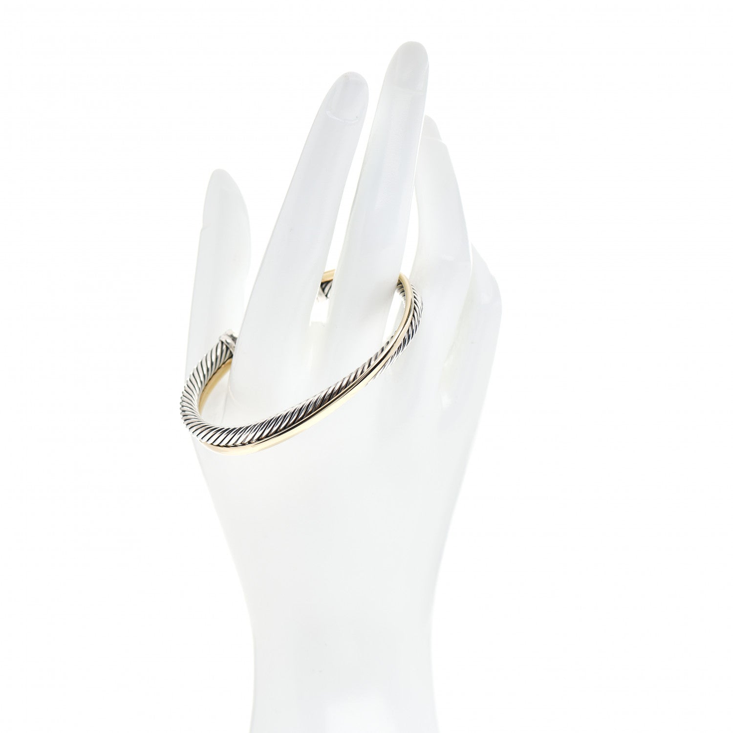 David Yurman Sterling Silver 18K Yellow Gold 5mm Crossover Cuff Bracelet 2 of 5