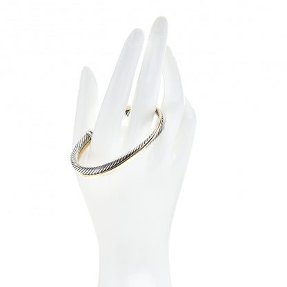David Yurman Sterling Silver 18K Yellow Gold 5mm Crossover Cuff Bracelet 2 of 5