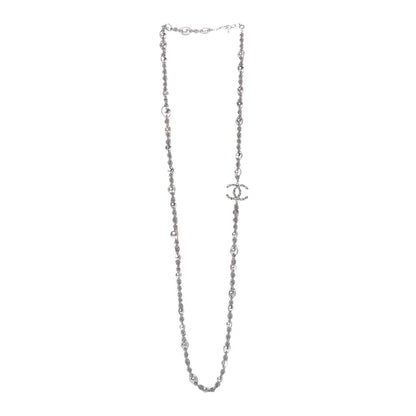 Chanel Pearl Bead CC Long Necklace Silver Grey 3 of 7