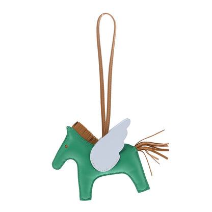 Hermes Milo Lambskin Grigri Rodeo Pegase Horse Bag Charm MM Menthe Sesame Bleu Brume 1 of 4