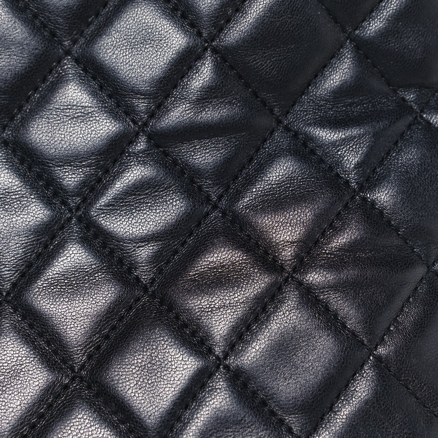 Lambskin Quilted Daily Shopping Tote Black