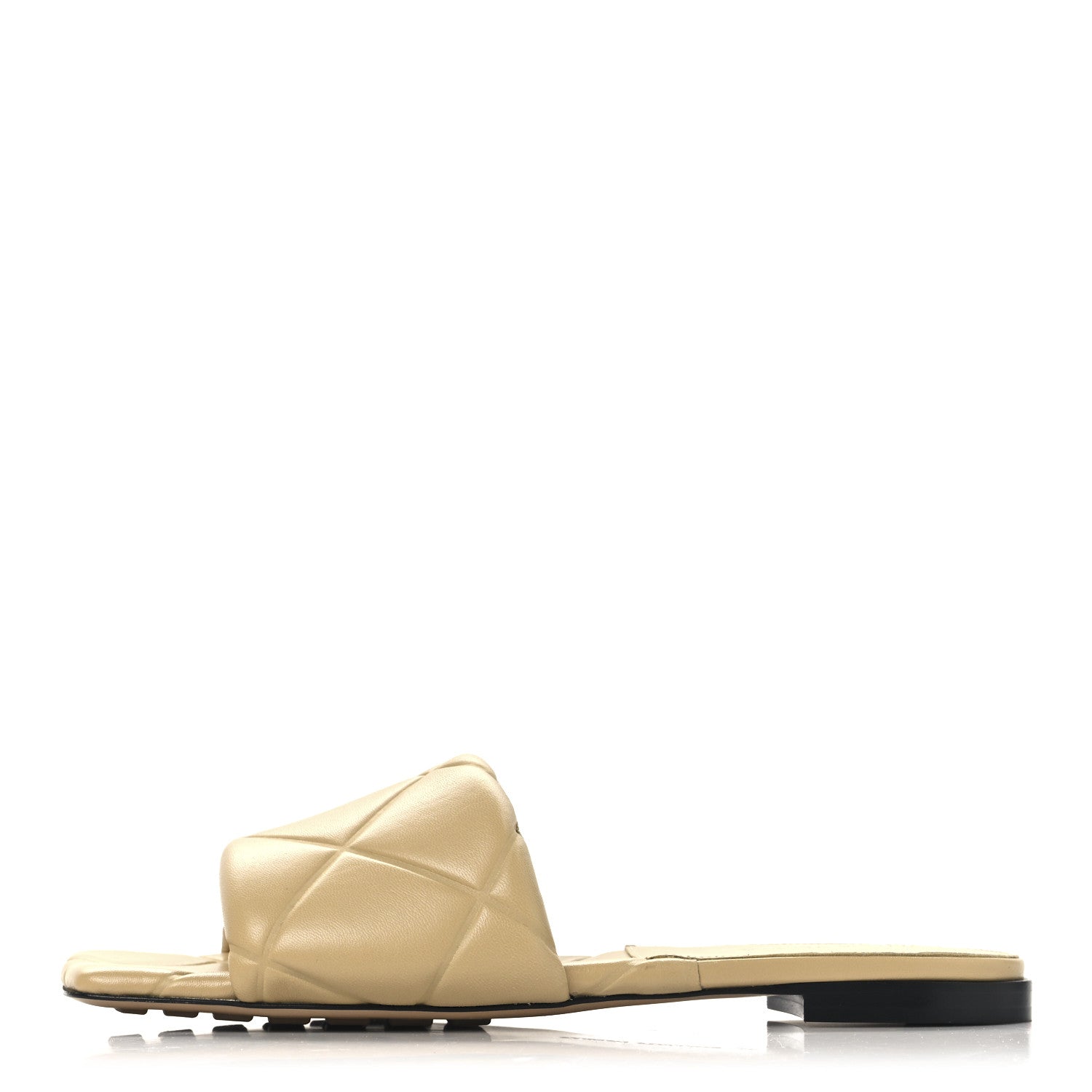 Bottega Veneta Nappa Quilted Rubber Lido Flat Sandals 39.5 Cane Sugar 1 of 9