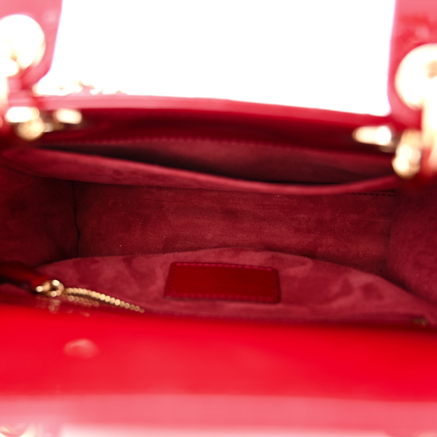 Patent Cannage Small Lady Dior Cherry Red