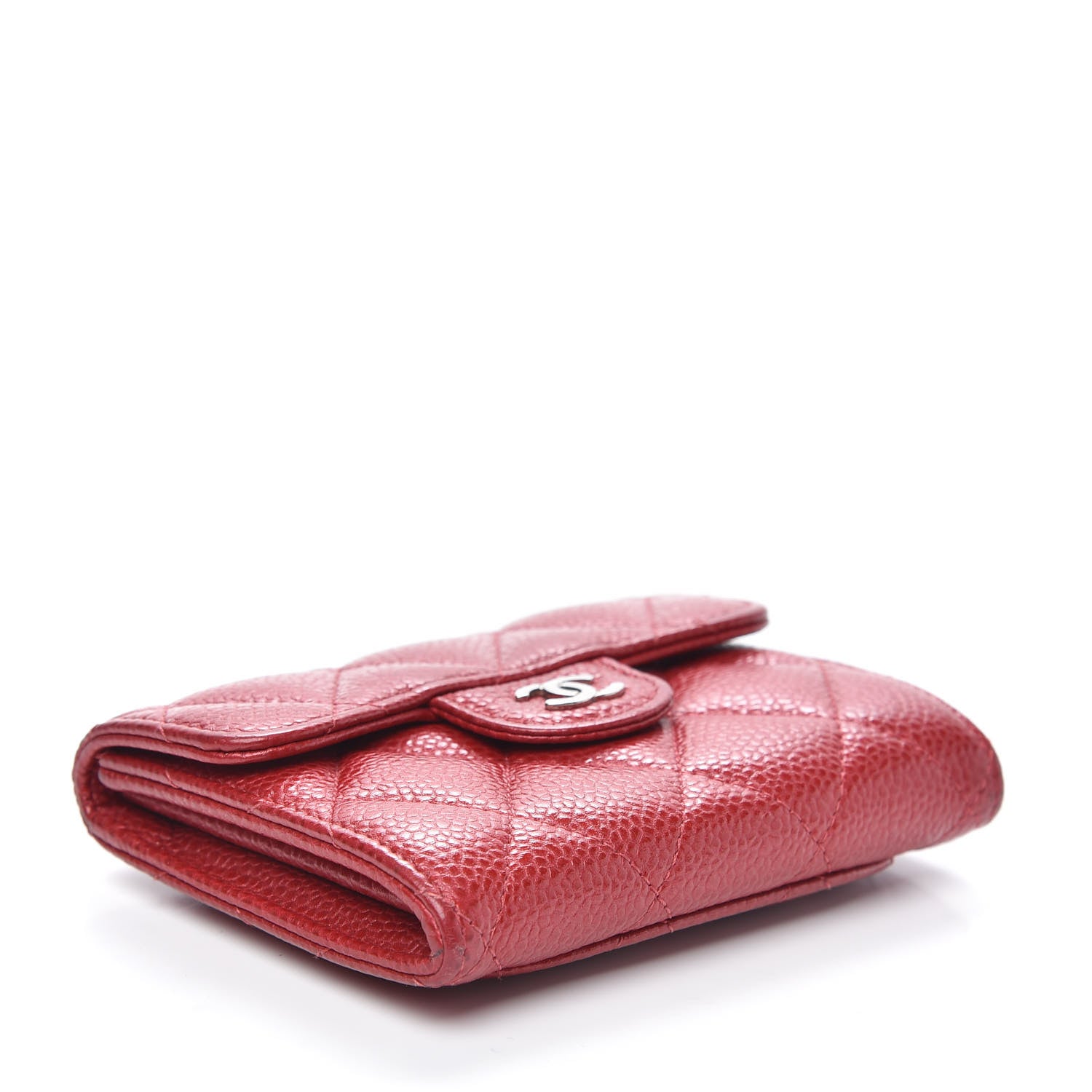 Chanel Caviar Quilted Flap Card Holder Wallet Red 4 of 10