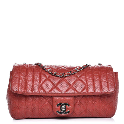 Chanel Aged Calfskin Perforated East West Flap Red 1 of 13