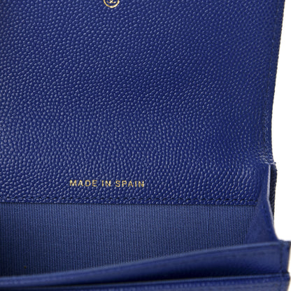 Chanel Caviar Chevron Quilted Vintage Mademoiselle Flap Card Holder Blue 7 of 9