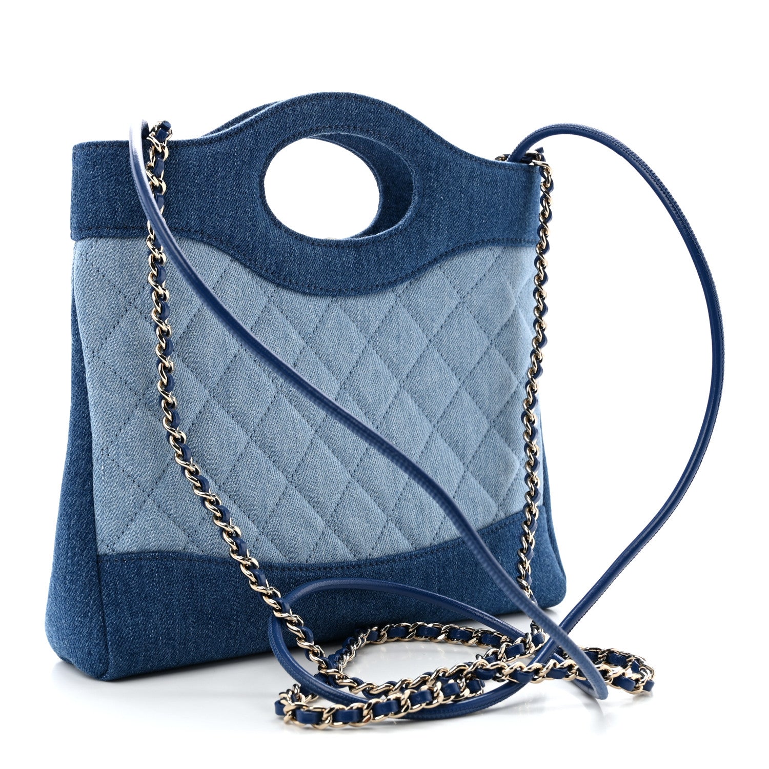 Chanel Denim Quilted Mini 31 Shopping Bag  Light Blue Dark Blue 3 of 11