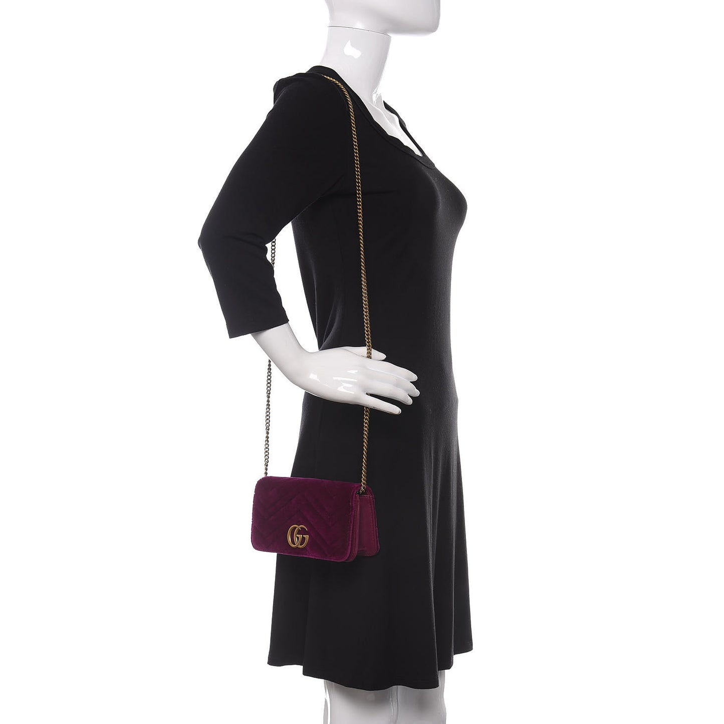 Velvet Matelasse GG Marmont Mini Bag Fuchsia Violet Cyclamen