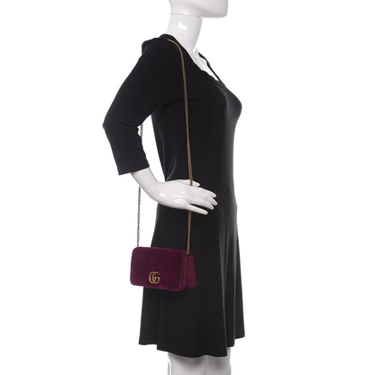 Gucci Velvet Matelasse GG Marmont Mini Bag Fuchsia Violet Cyclamen 2 of 11