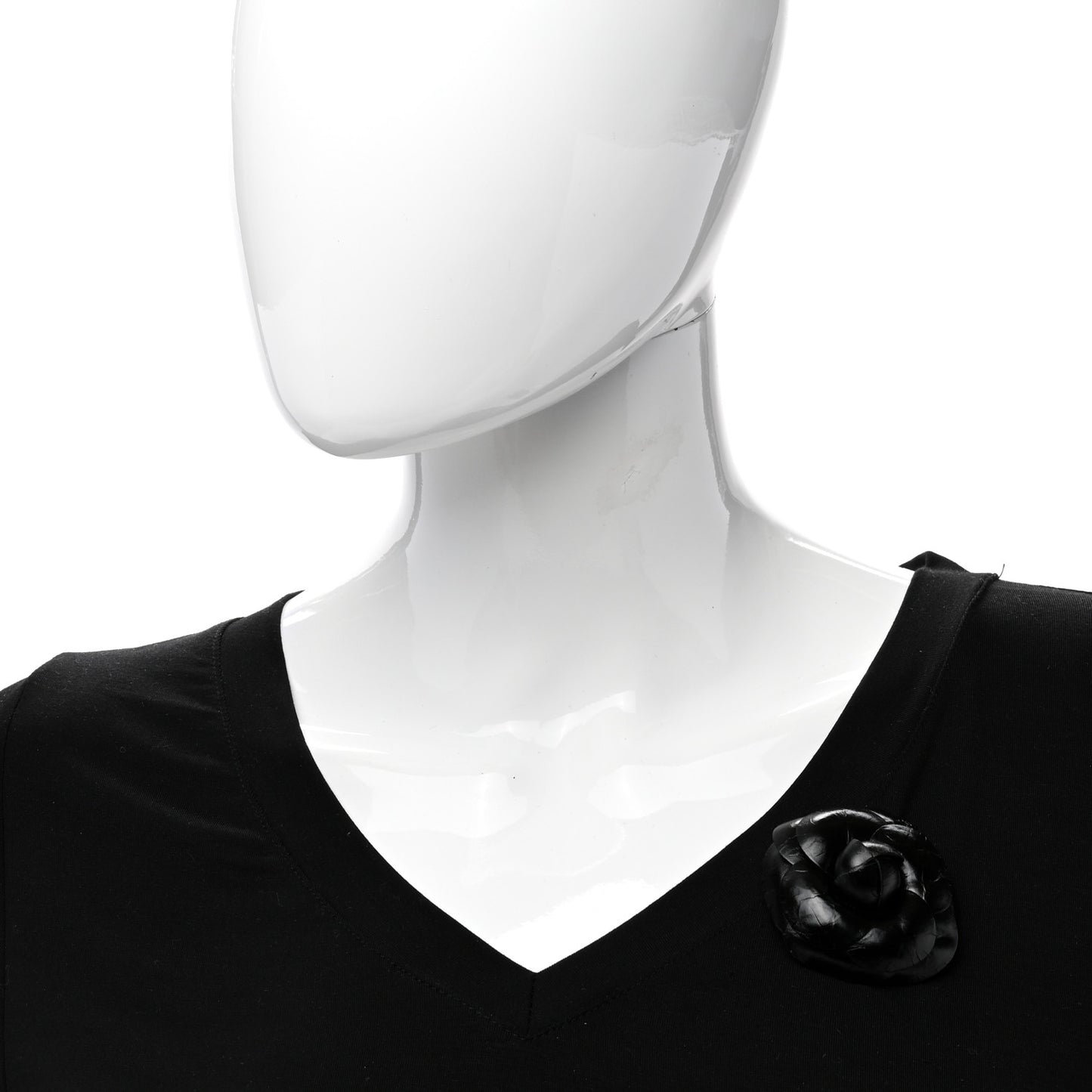 Lambskin Camellia Brooch Black