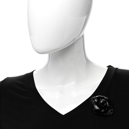 Chanel Lambskin Camellia Brooch Black 2 of 4