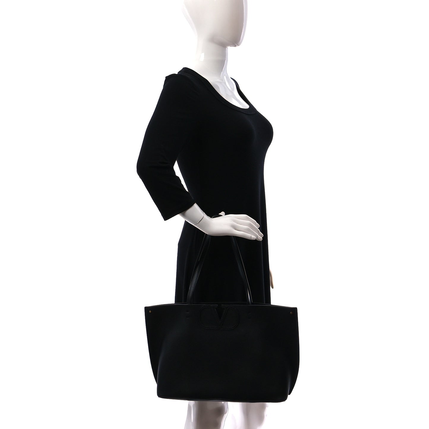 Calfskin Large Vlogo Tote Black