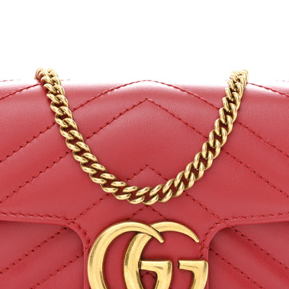 Gucci Calfskin Matelasse Super Mini GG Marmont Shoulder Bag Hibiscus Red 8 of 11
