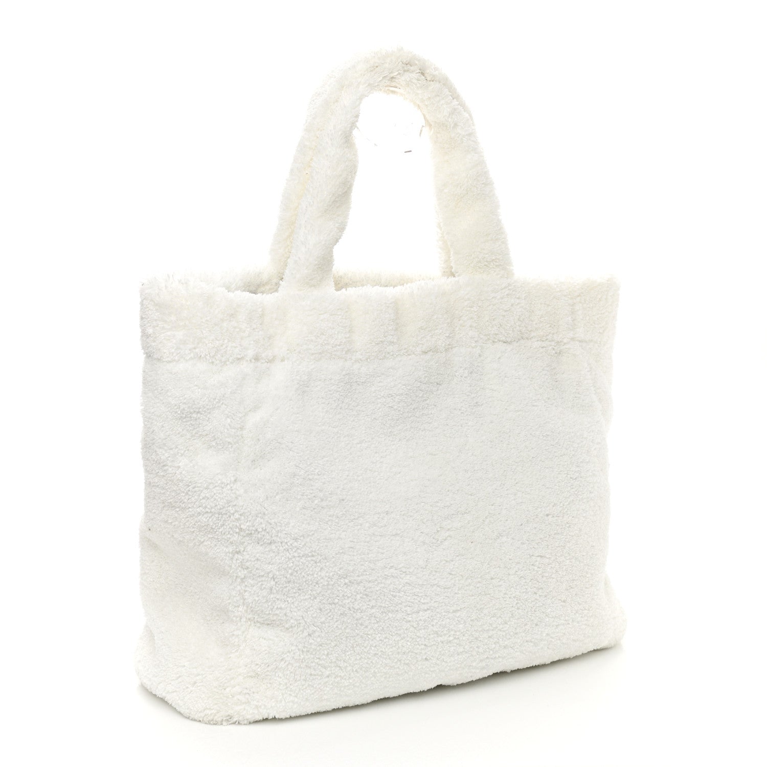 Prada Terry Cloth Tote Bag White Black 3 of 12
