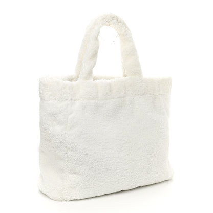 Prada Terry Cloth Tote Bag White Black 3 of 12