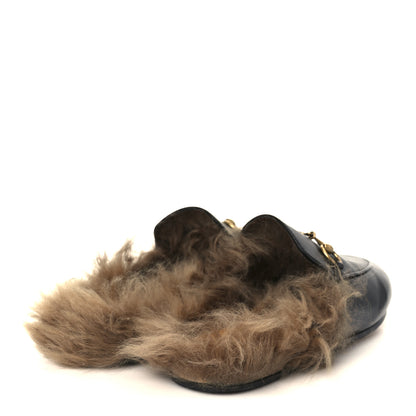 Gucci Calfskin Fur Womens Princetown Slippers 36.5 Black 5 of 9