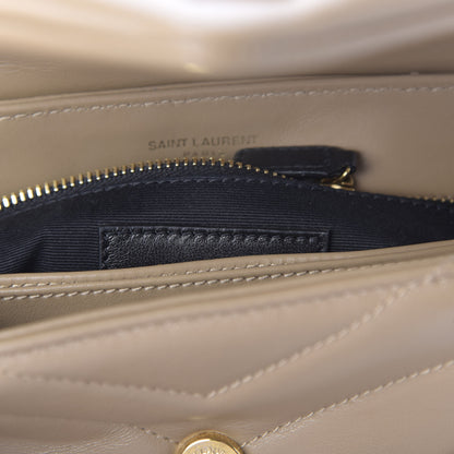 Saint Laurent Calfskin Y Quilted Monogram Toy Loulou Crossbody Bag Dark Beige 7 of 11