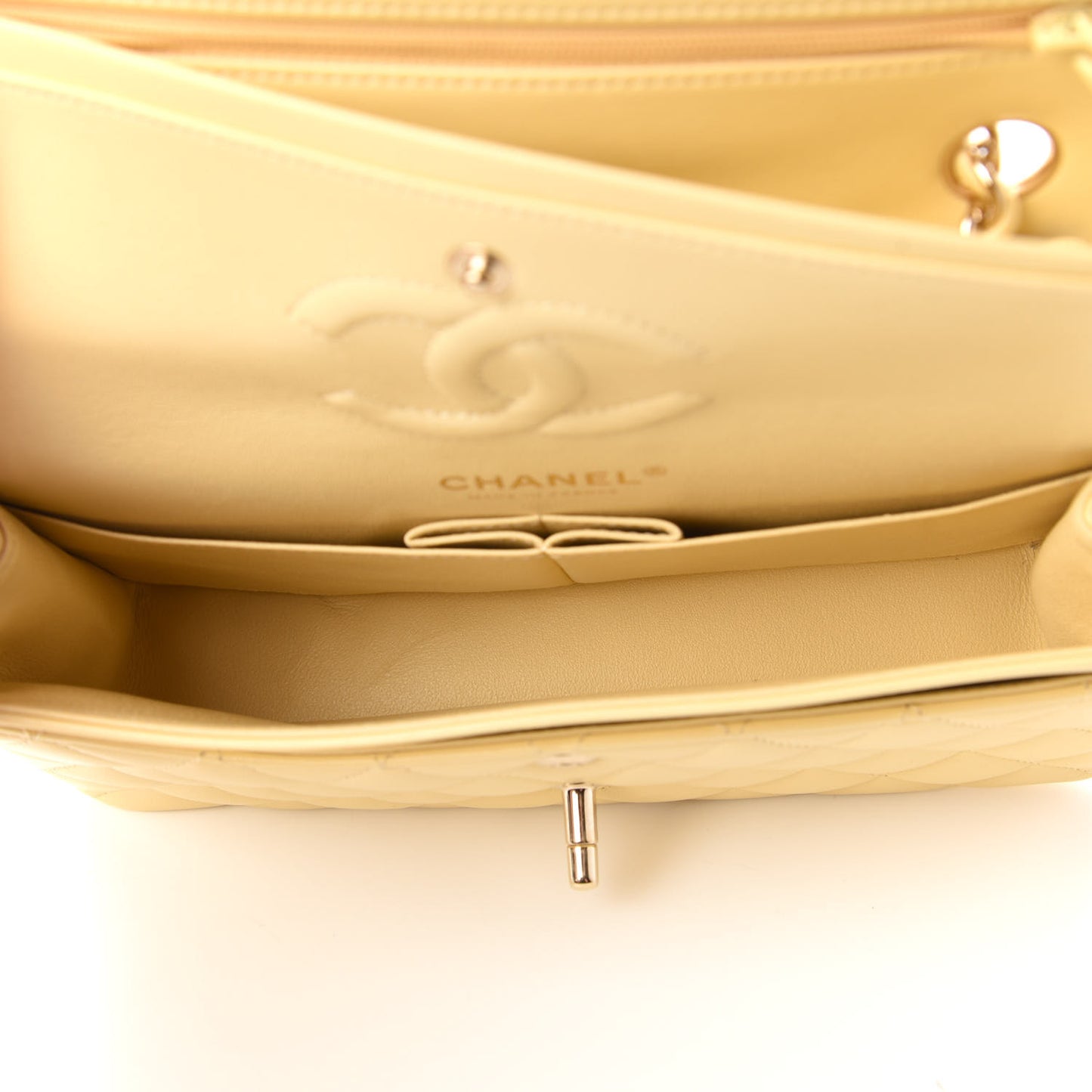 Lambskin Quilted Small Double Flap Yellow