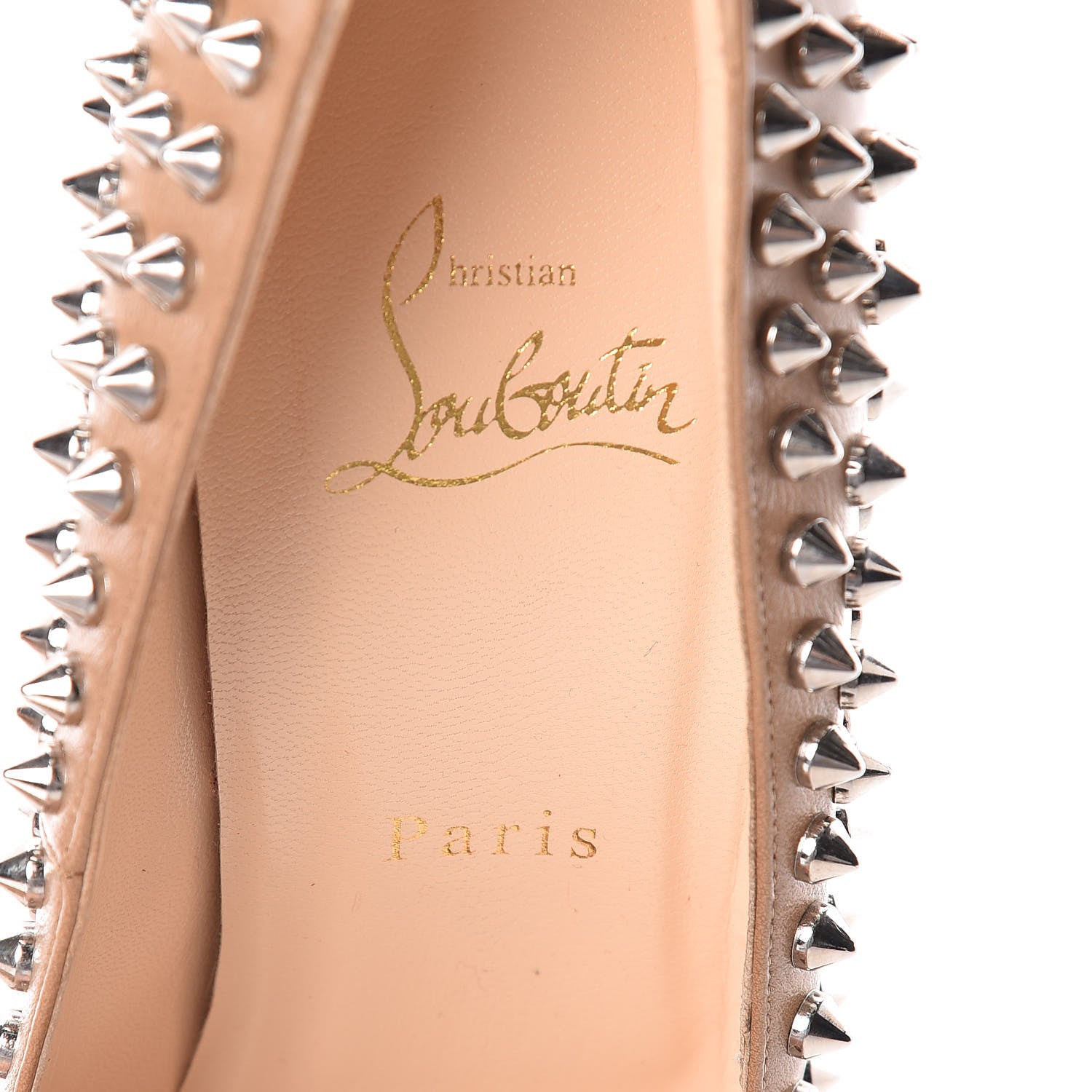Christian Louboutin Nappa Bianca Spikes 140 Pumps 39.5 Nude Silver 6 of 10