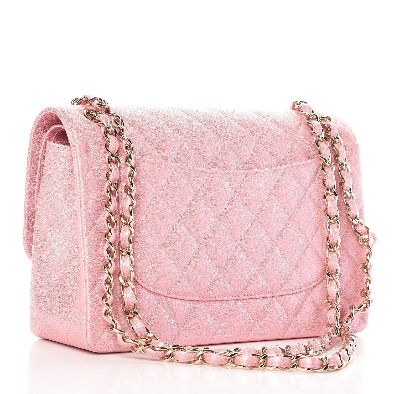 Chanel Iridescent Caviar Quilted Jumbo Double Flap Rose Pink 3 of 9