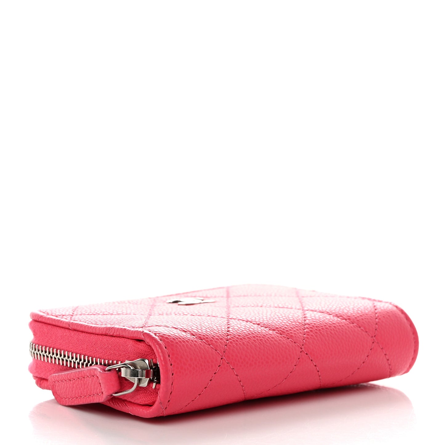 Caviar Quilted Zip Coin Purse Fuchsia