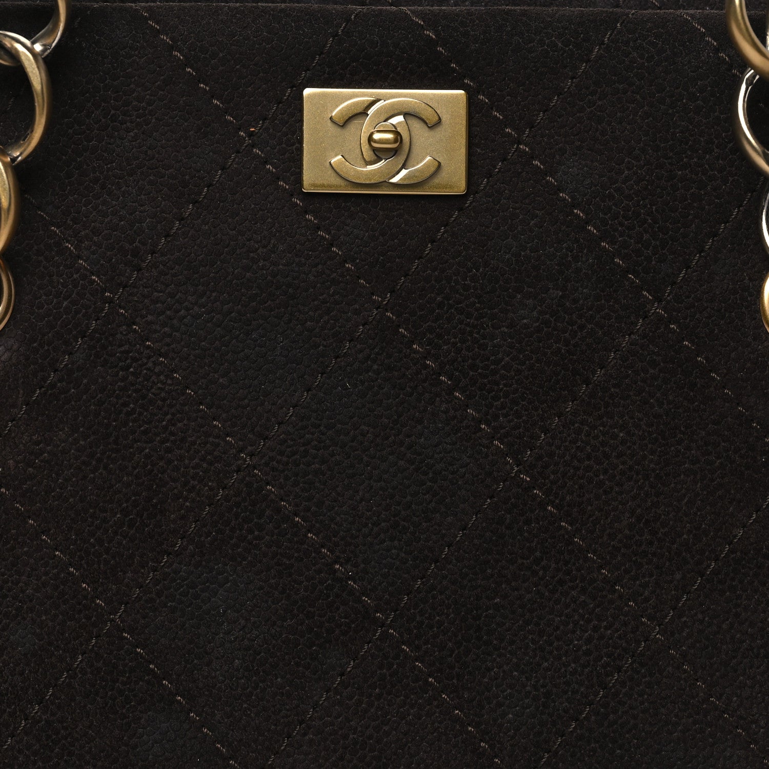 Chanel Suede Caviar Stitched CC Shoulder Bag Brown 8 of 12