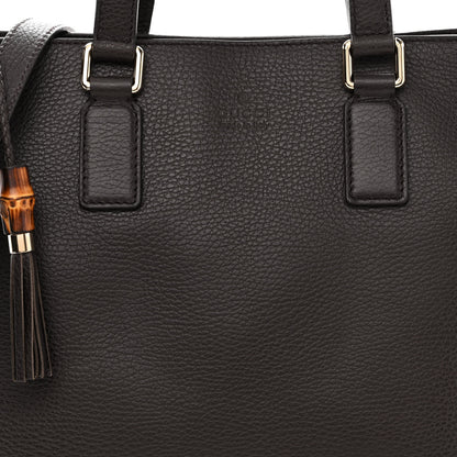 Gucci Calfskin Bamboo Tassel Top Handle Tote Dark Brown 8 of 11