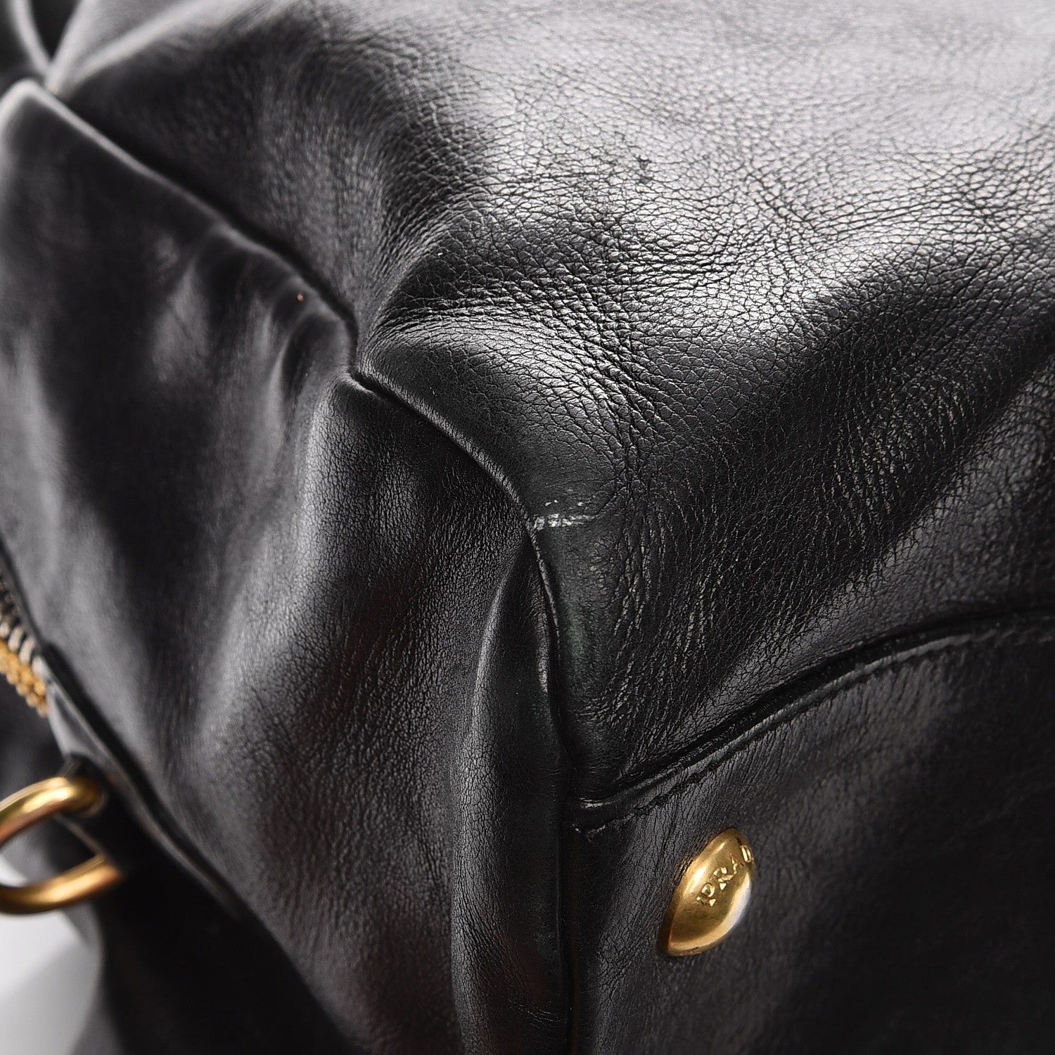 Prada Glace Calf Zippers Dome Satchel Black 14 of 15