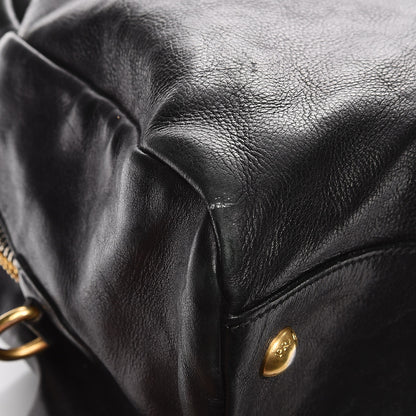 Prada Glace Calf Zippers Dome Satchel Black 14 of 15