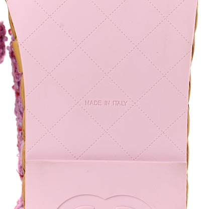 Chanel Tweed Lambskin Velcro Dad Sandals 39 Pink Multicolor 8 of 8