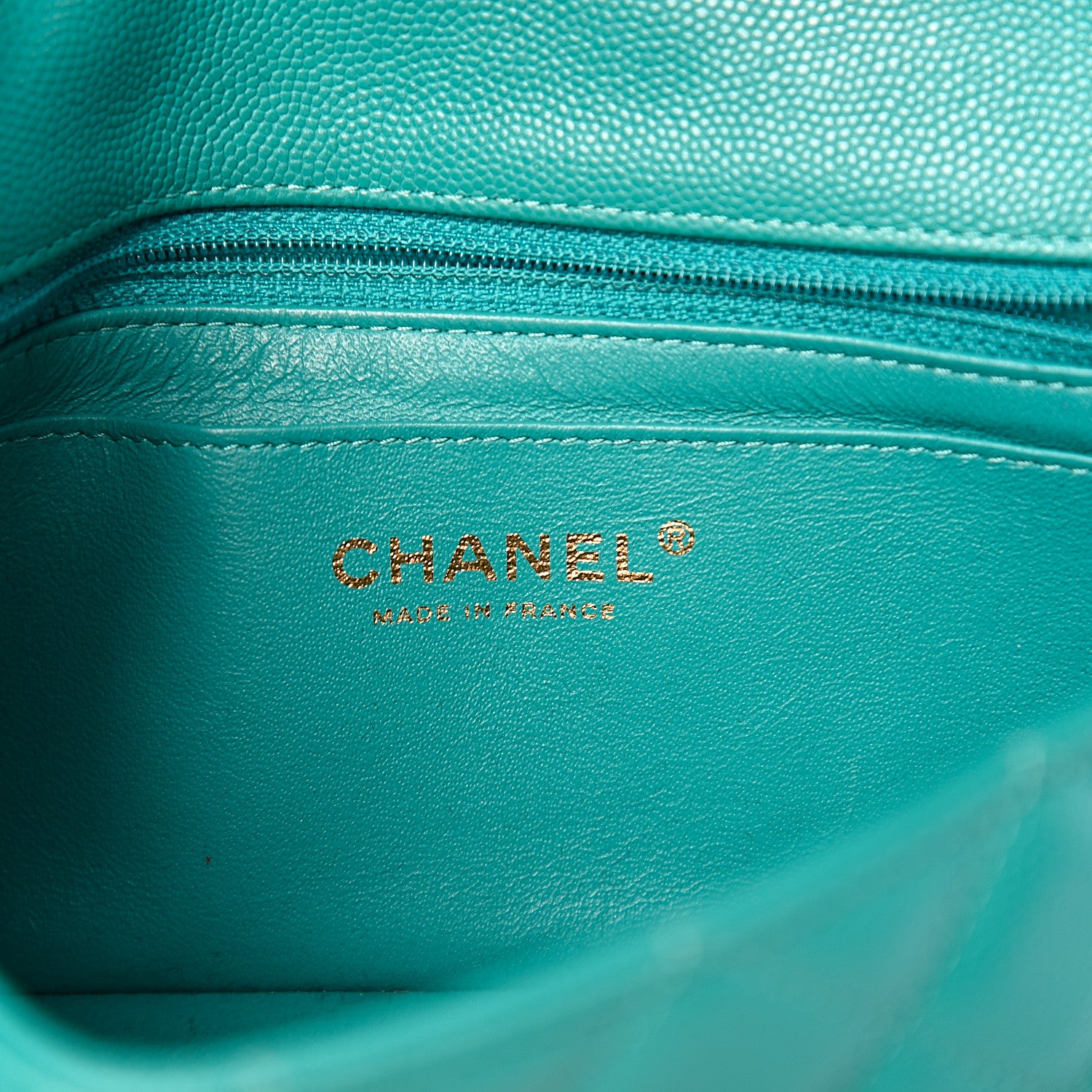 Chanel Caviar Quilted Mini Rectangular Flap Turquoise 5 of 10