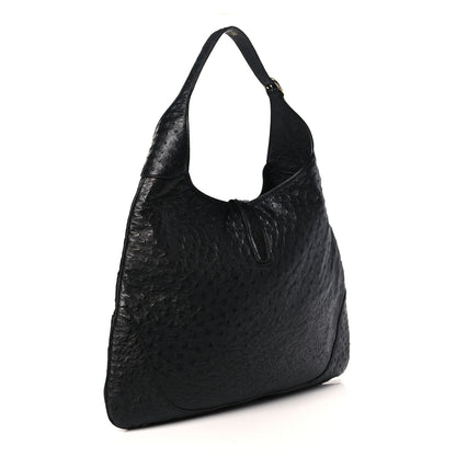 Gucci Ostrich Large Jackie Hobo Black 3 of 9