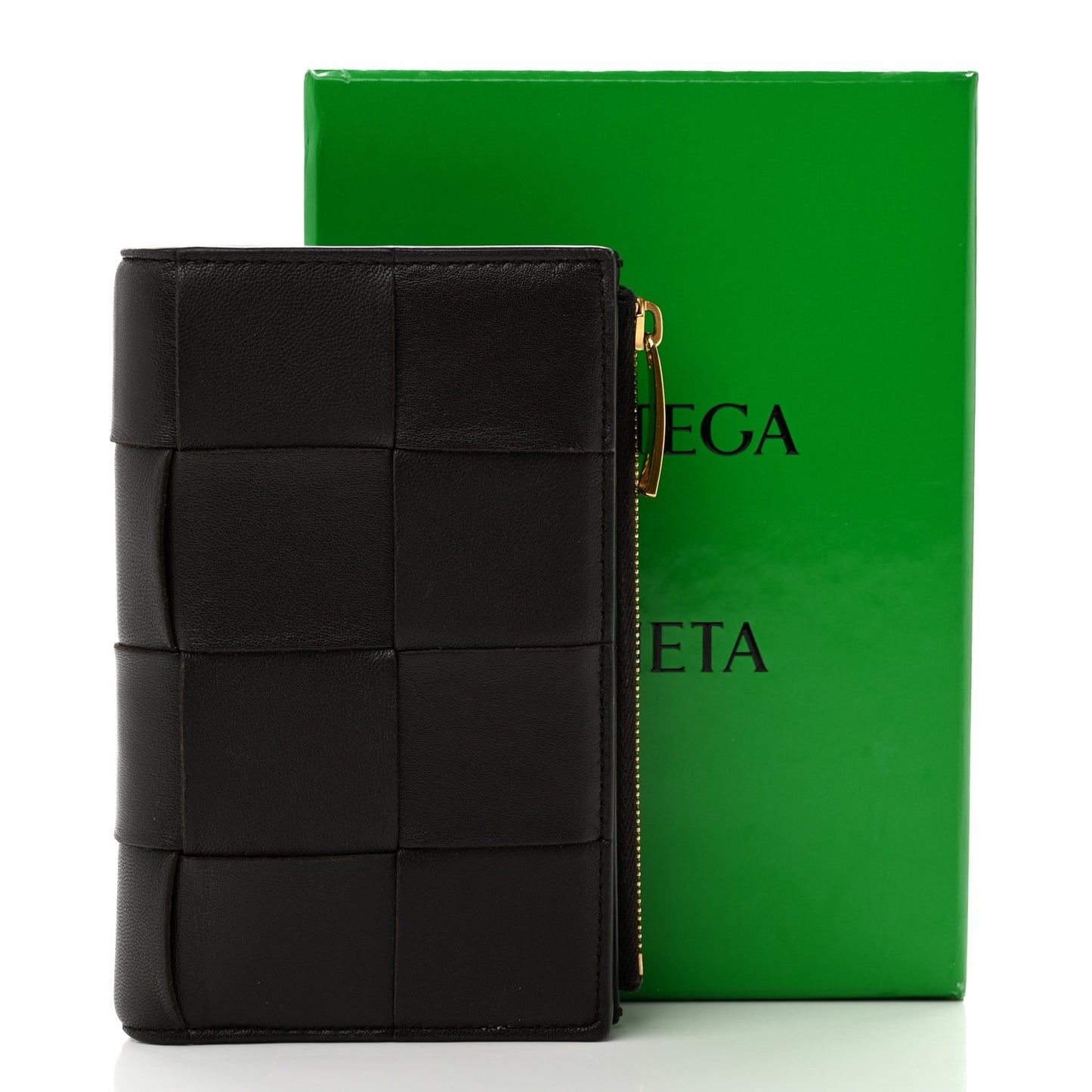 Nappa Maxi Intrecciato Medium Cassette Bifold Zip Wallet Fondant